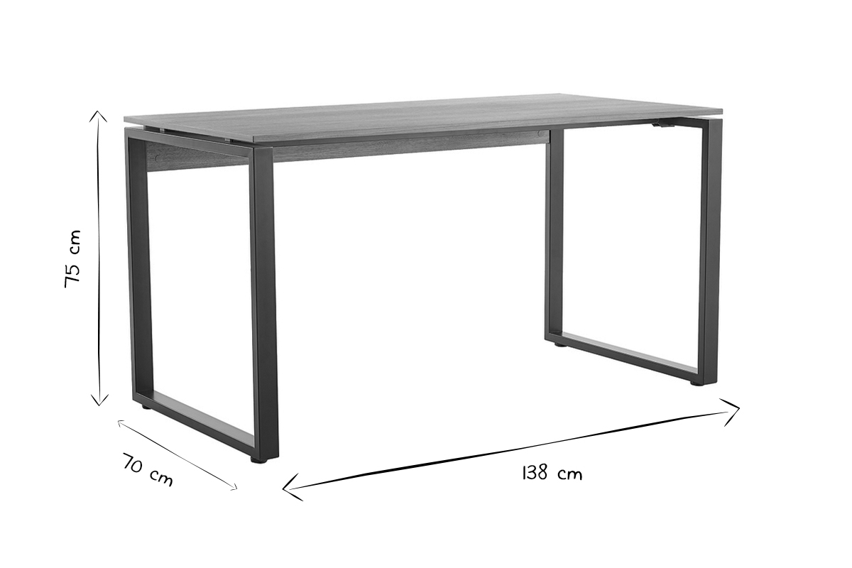 Schreibtisch Furniereiche schwarzes Metallgestell B138 cm OPAL