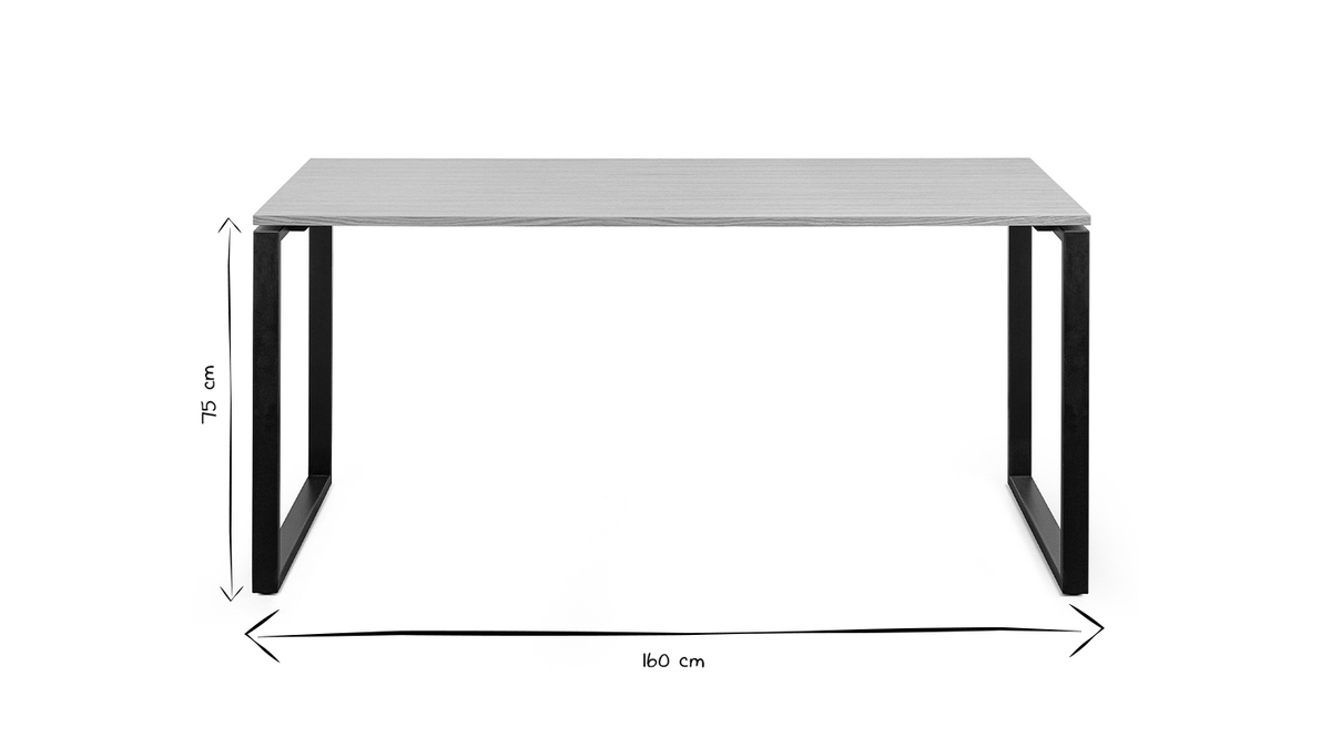 Schreibtisch Furniereiche schwarzes Metallgestell B160 cm OPAL
