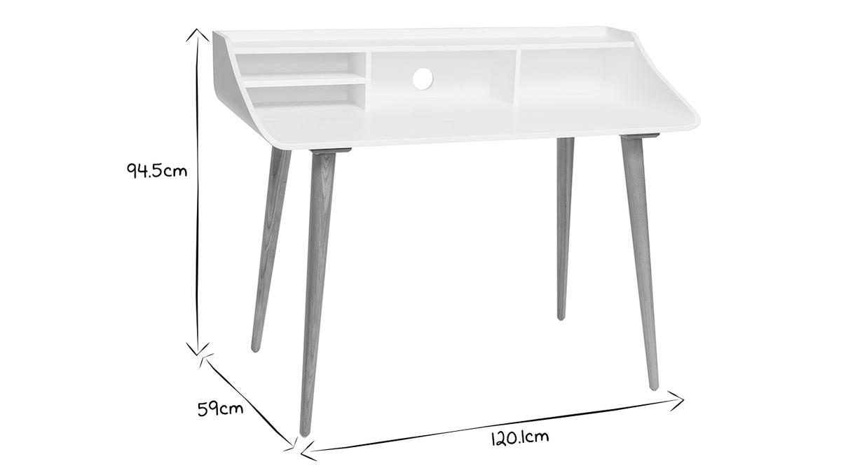 Schreibtisch Holz-Finish Weiß NORDECO