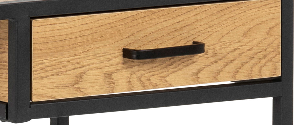 Schreibtisch im Industrial Style aus schwarzem Metall und Holz TRESCA