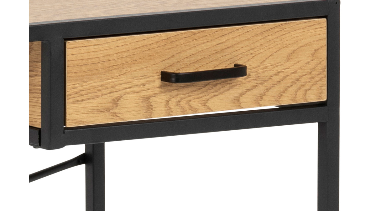 Schreibtisch im Industrial Style aus schwarzem Metall und Holz TRESCA