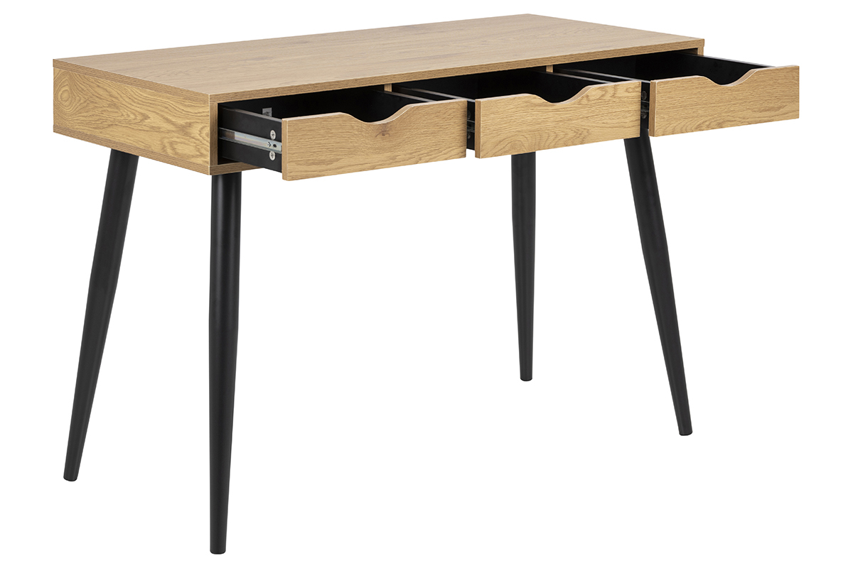 Schreibtisch im skandinavischen Look schwarz und Holz BALZAC