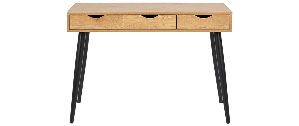 Schreibtisch im skandinavischen Look schwarz und Holz BALZAC