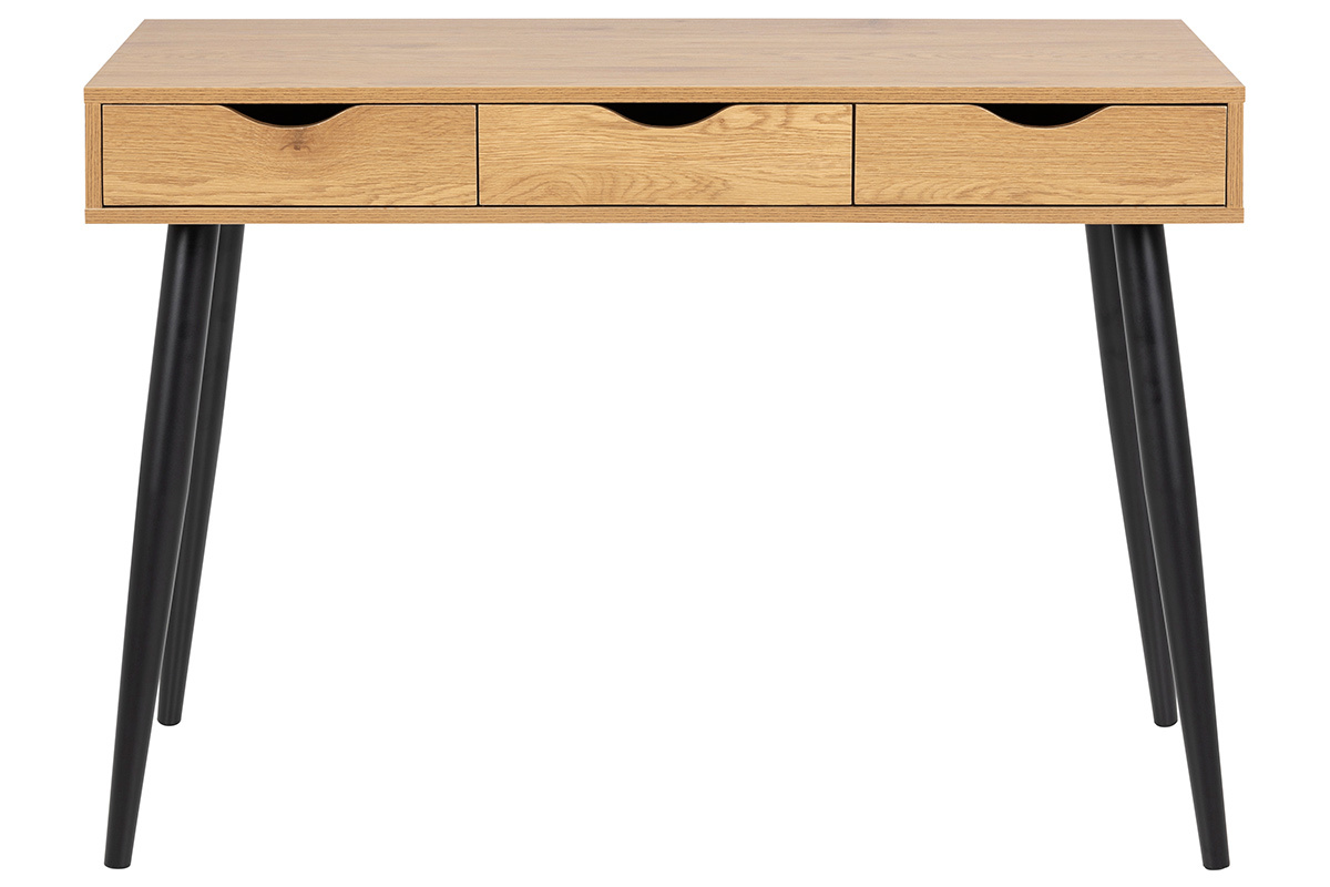 Schreibtisch im skandinavischen Look schwarz und Holz BALZAC