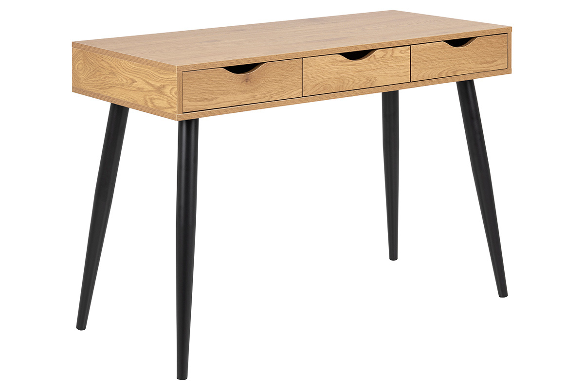 Schreibtisch im skandinavischen Look schwarz und Holz BALZAC