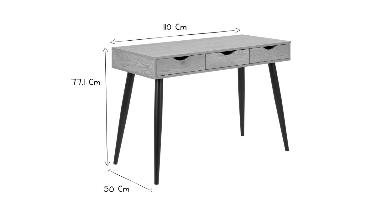 Schreibtisch im skandinavischen Look schwarz und Holz BALZAC