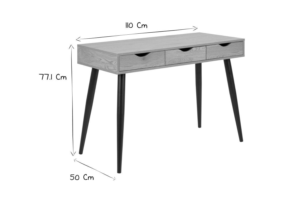 Schreibtisch im skandinavischen Look schwarz und Holz BALZAC