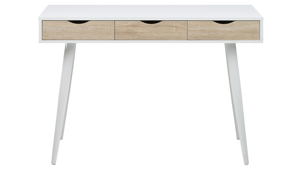 Schreibtisch im skandinavischen Look weiß und Holz BALZAC