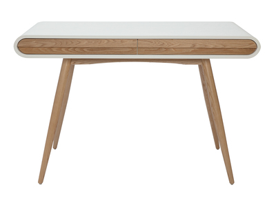 Schreibtisch mit 2 Schubladen im skandinavischen Stil aus hellem Holz und wei&szlig; L120 cm BJORG
