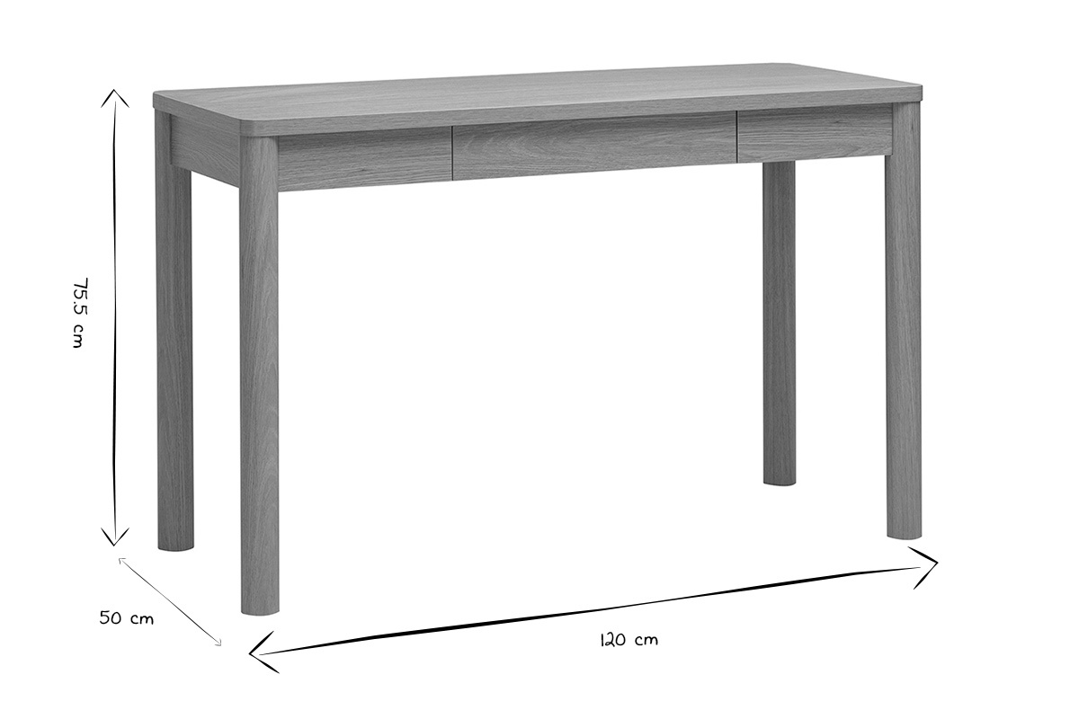 Schreibtisch mit Schublade, helle Holzoptik Eiche L120 cm IZZIE