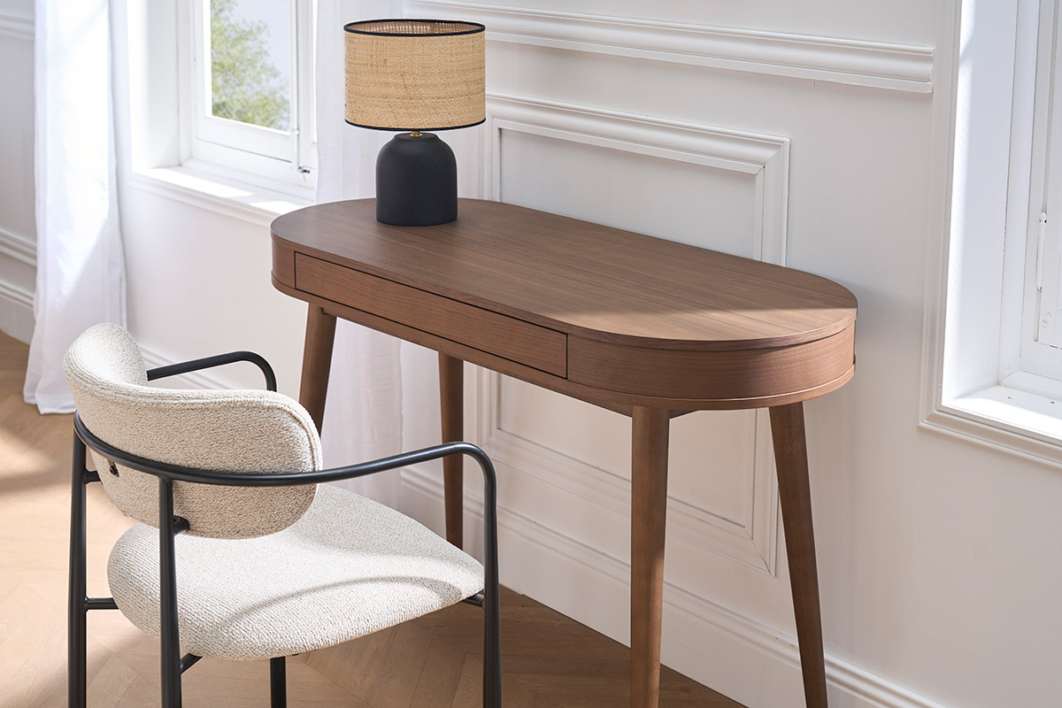 Schreibtisch mit Schublade in dunklem Holz L120 cm JUDITH