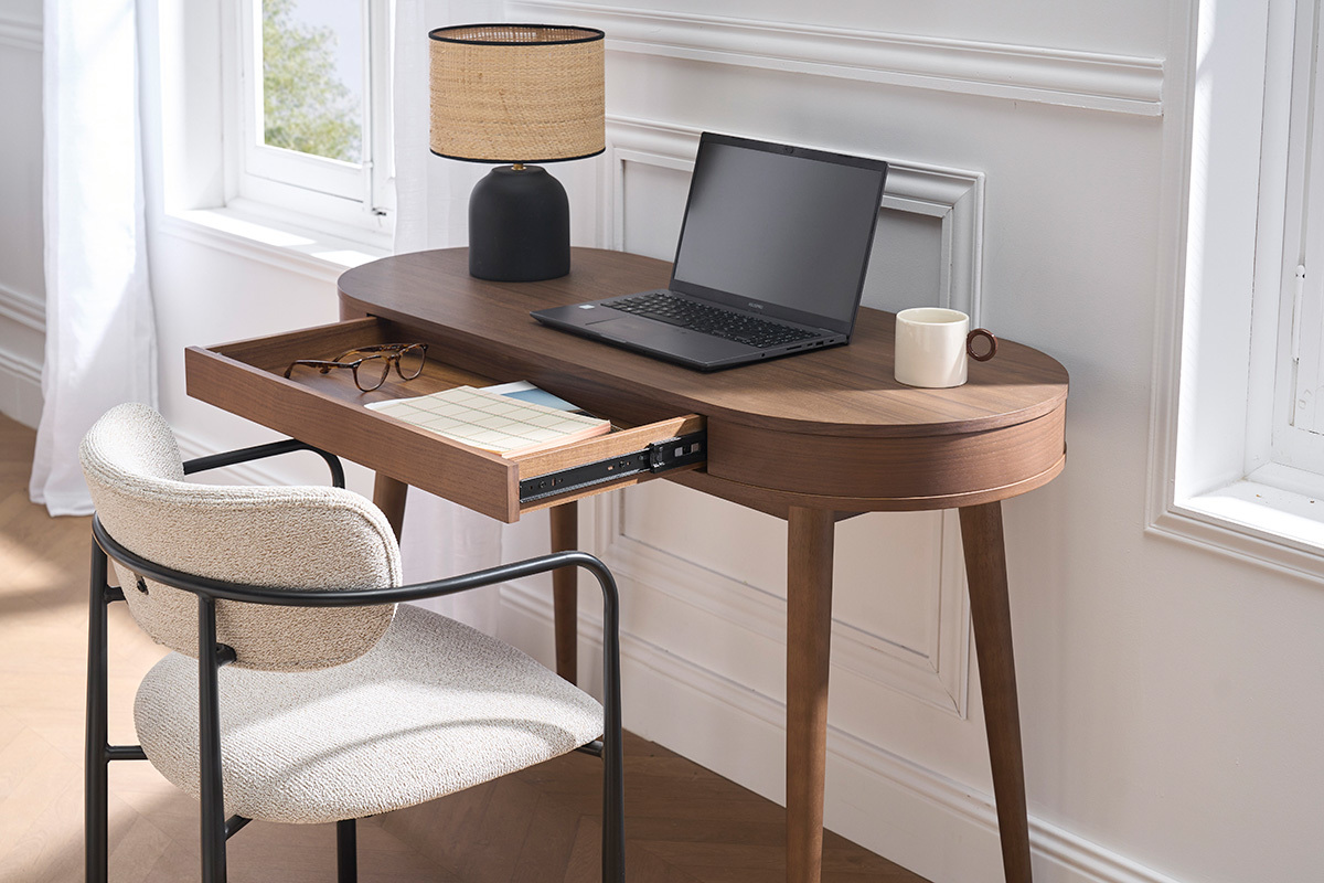 Schreibtisch mit Schublade in dunklem Holz L120 cm JUDITH