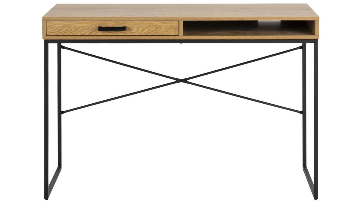 Schreibtisch mit Schublade und Ablage aus Metall und Holz TRESCA