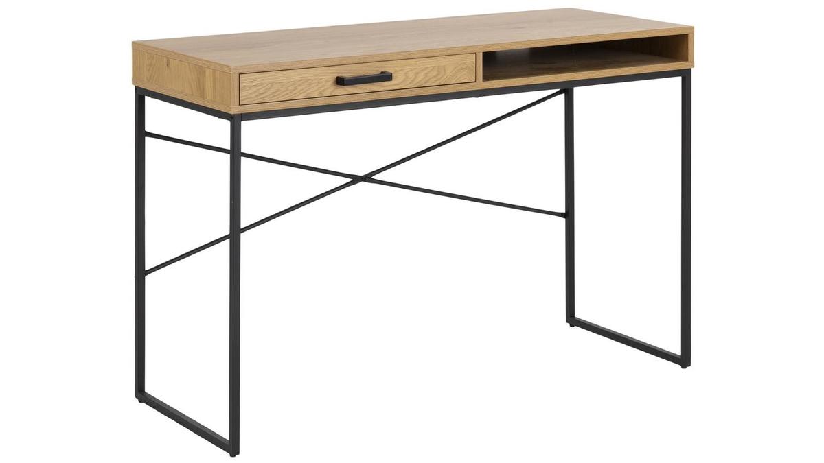 Schreibtisch mit Schublade und Ablage aus Metall und Holz TRESCA