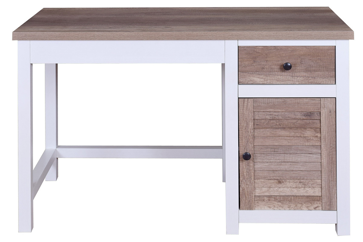 Schreibtisch mit Stauraum Holz und wei PAGNOL