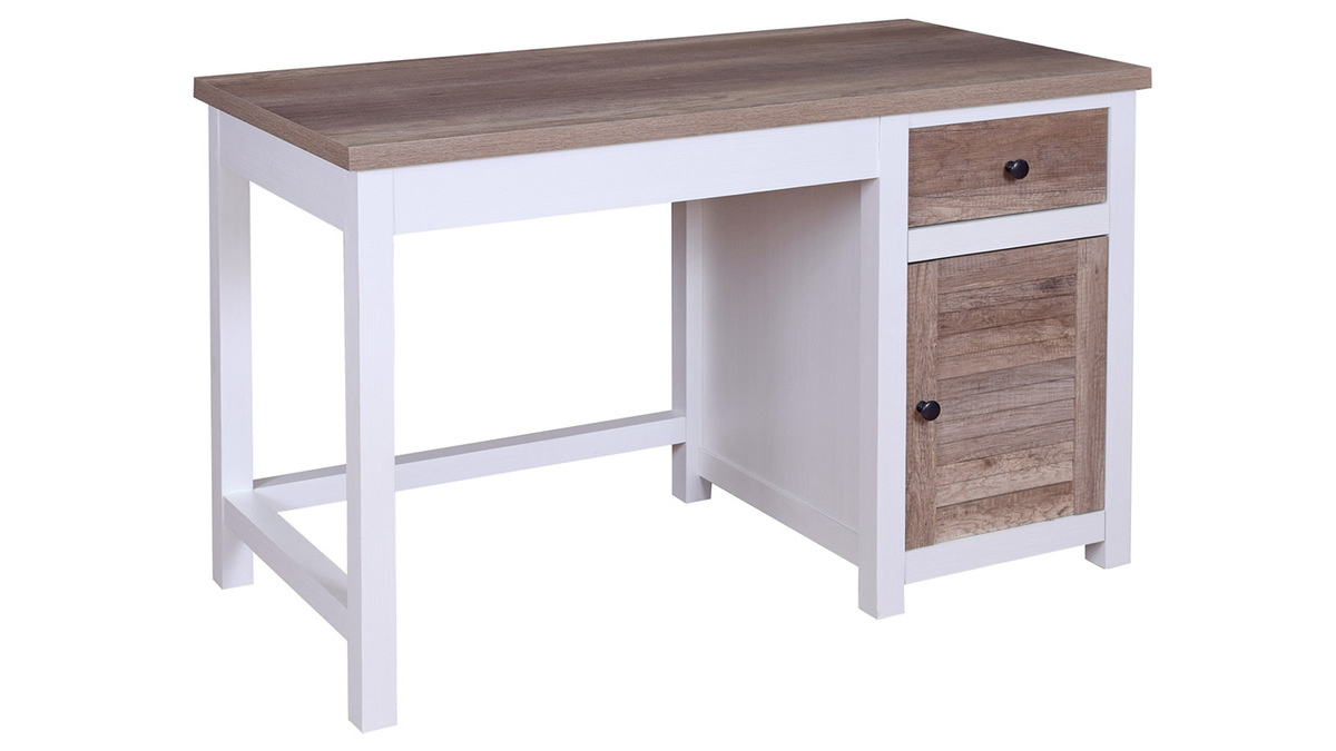 Schreibtisch mit Stauraum Holz und wei PAGNOL