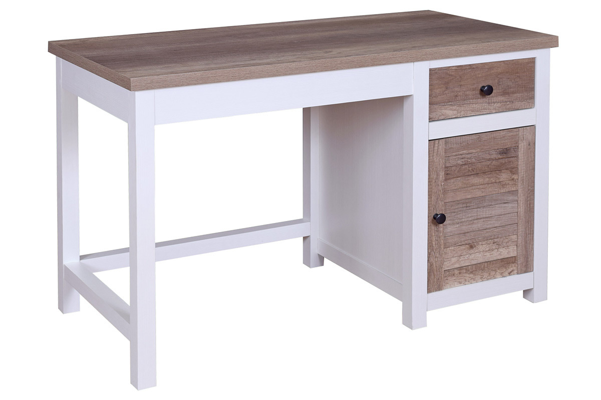 Schreibtisch mit Stauraum Holz und wei PAGNOL