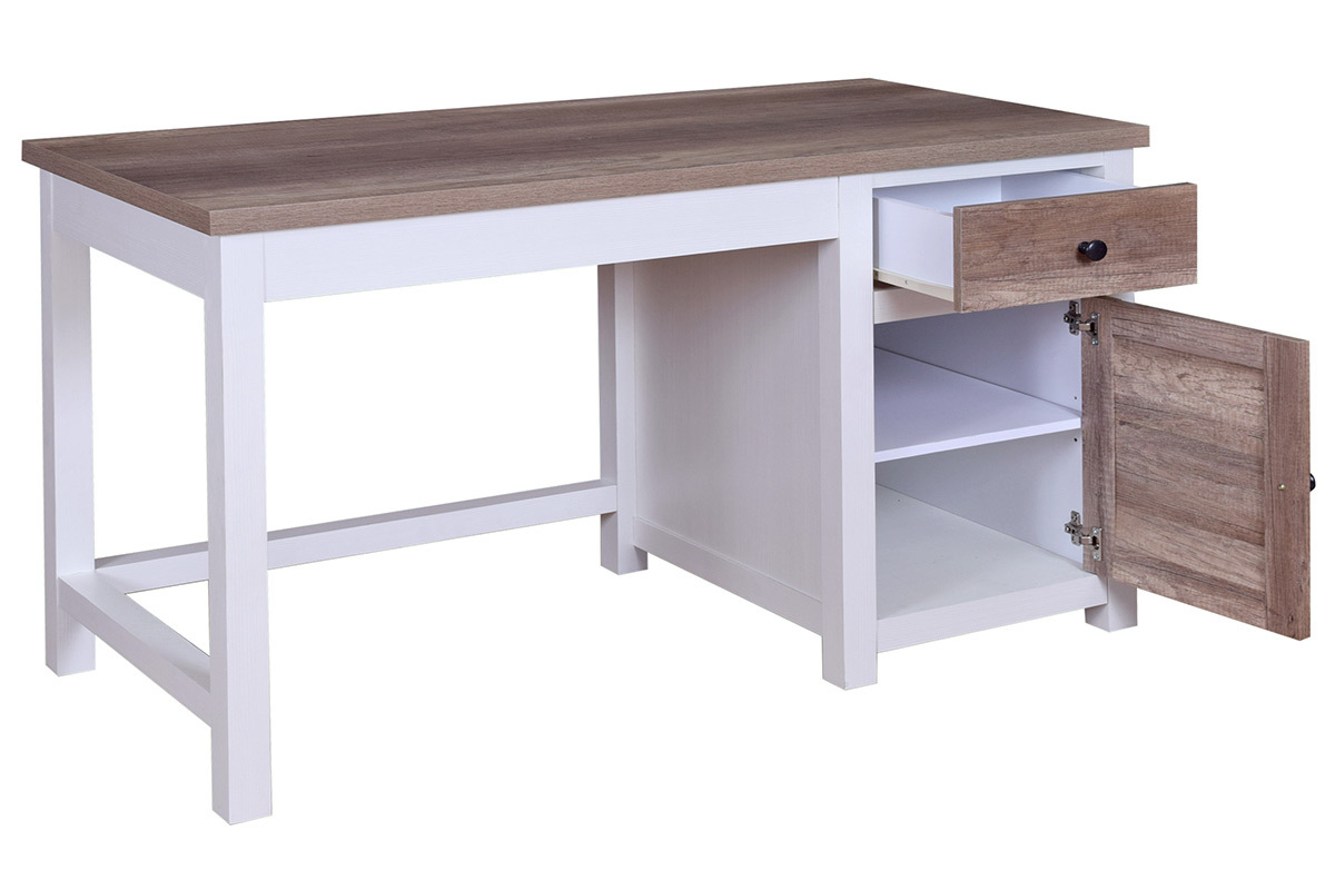 Schreibtisch mit Stauraum Holz und wei PAGNOL