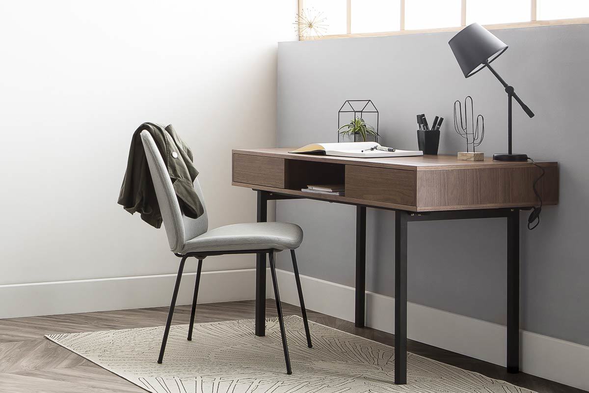 Schreibtisch Nussbaum und Metall Schwarz MANNY