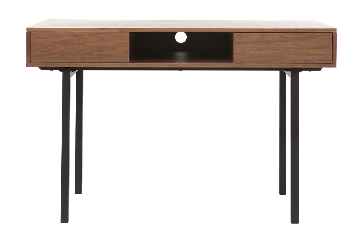 Schreibtisch Nussbaum und Metall Schwarz MANNY