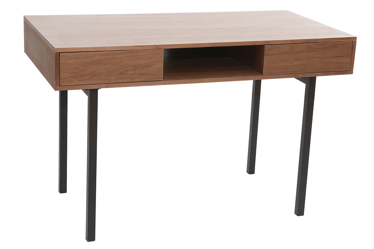 Schreibtisch Nussbaum und Metall Schwarz MANNY