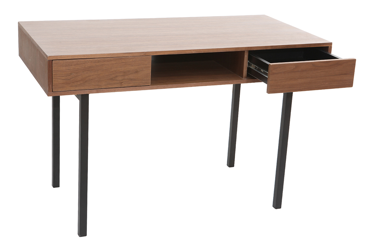 Schreibtisch Nussbaum und Metall Schwarz MANNY