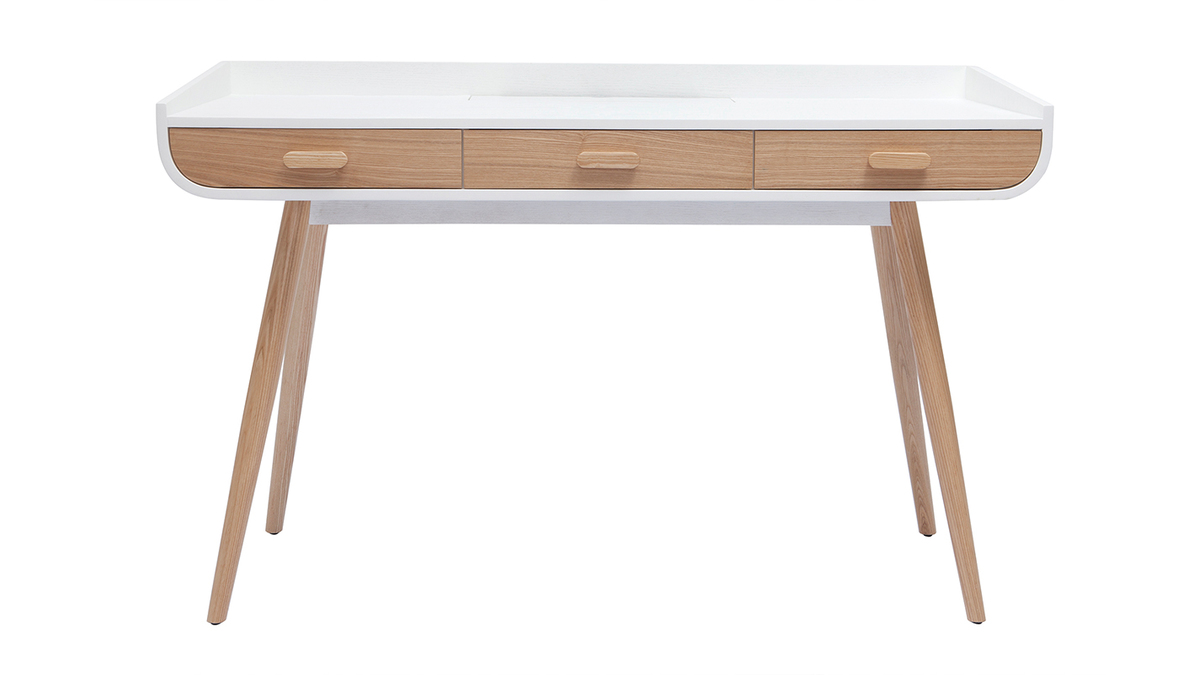 Schreibtisch skandinavisch helles und weißes Holz HALLEN