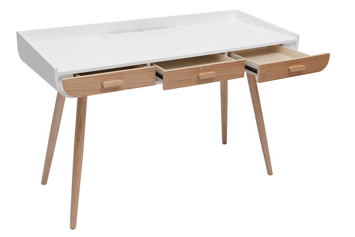 Schreibtisch skandinavisch helles und weies Holz HALLEN