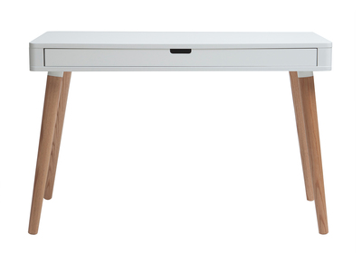 Schreibtisch skandinavisches Design Weiß und Holz L115 cm TOTEM