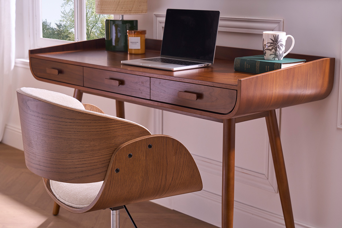 Schreibtisch Vintage Holz Nussbaum HALLEN