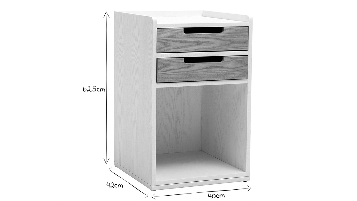 Schreibtischcontainer skandinavisch wei und Holz OPUS