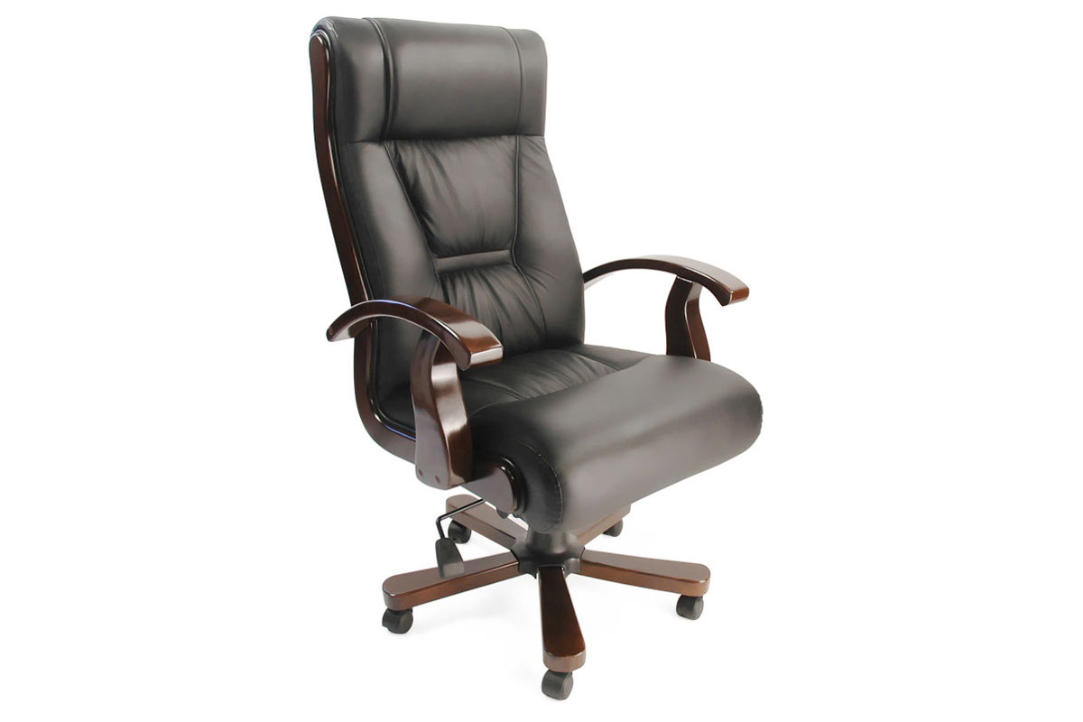 Schreibtischsessel / Chefsessel aus schwarzem Leder Mona Lisa - Rindsleder