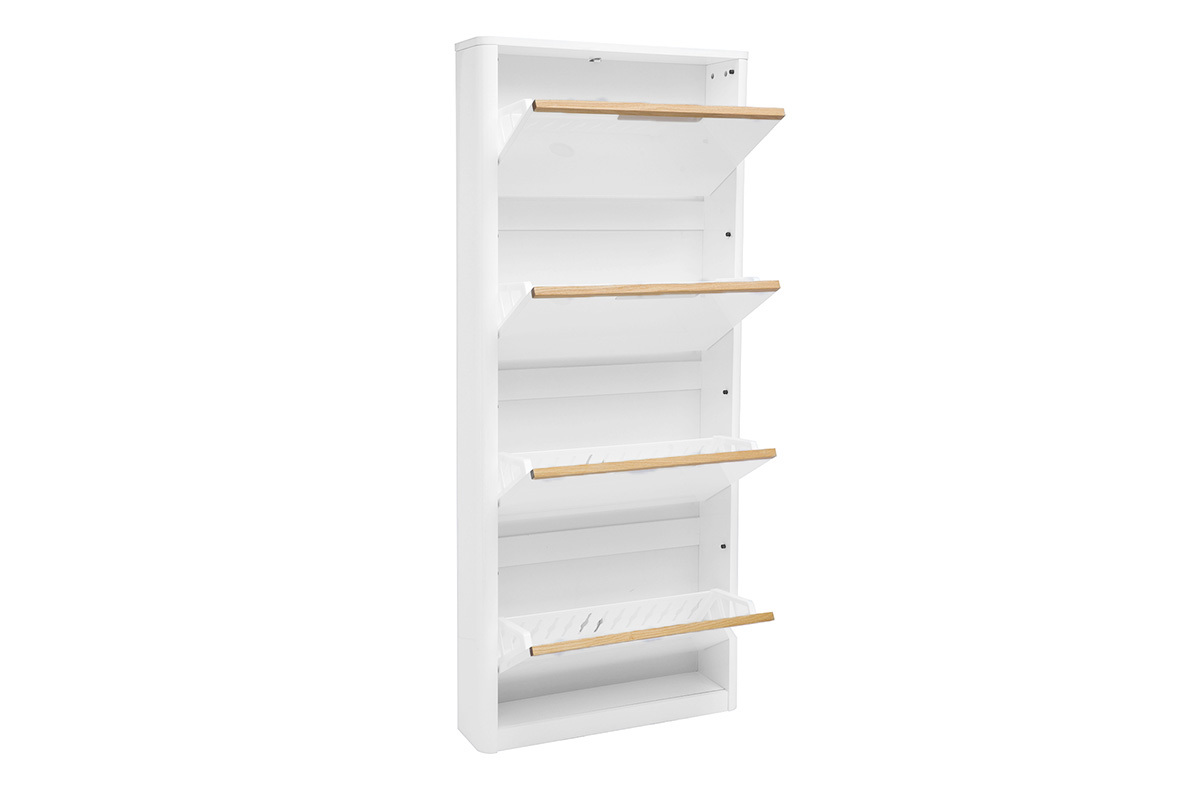 Schuhschrank 4-trig mit glnzend weier Lackierung L68 cm KIRK