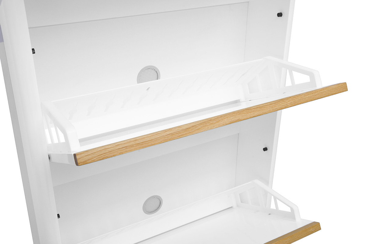 Schuhschrank 4-t�rig mit gl�nzend wei�er Lackierung L68 cm KIRK