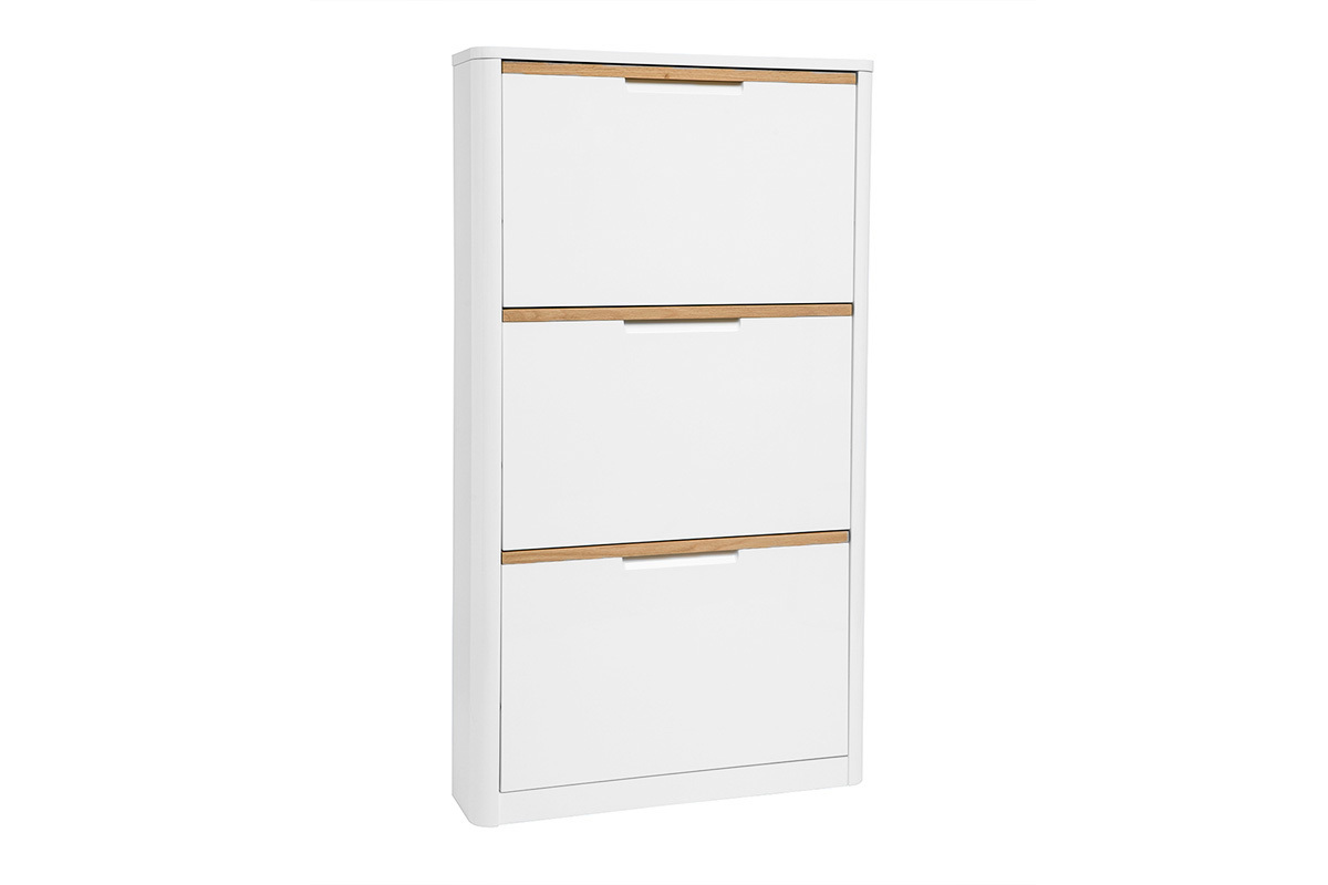 Schuhschrank mit 3 Tren, wei lackiert, glnzend, B68 cm KIRK