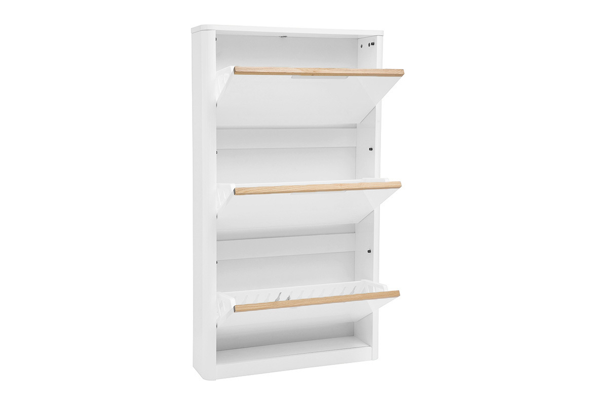 Schuhschrank mit 3 Tren, wei lackiert, glnzend, B68 cm KIRK