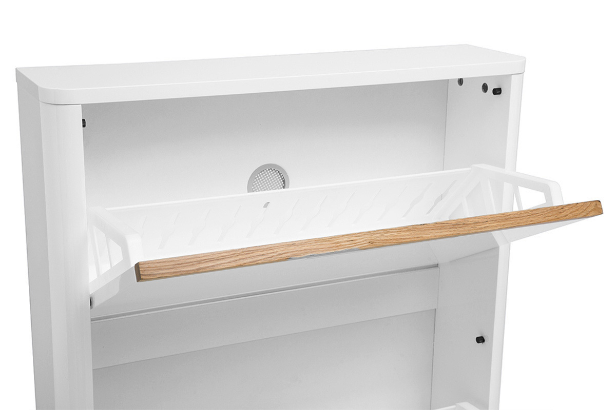 Schuhschrank mit 3 Tren, wei lackiert, glnzend, B68 cm KIRK