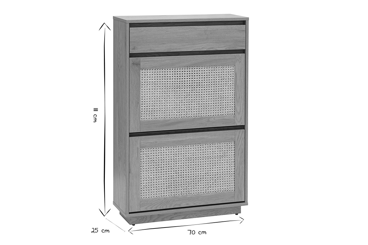 Schuhschrank ALICANTE in Schwarz und Wei, Mae 100x25x70 cm.