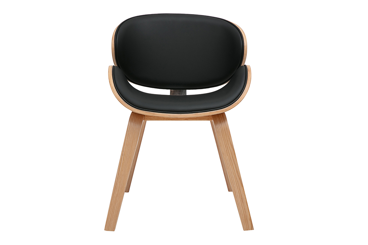 Schwarz und helles Holz Designstuhl WALNUT