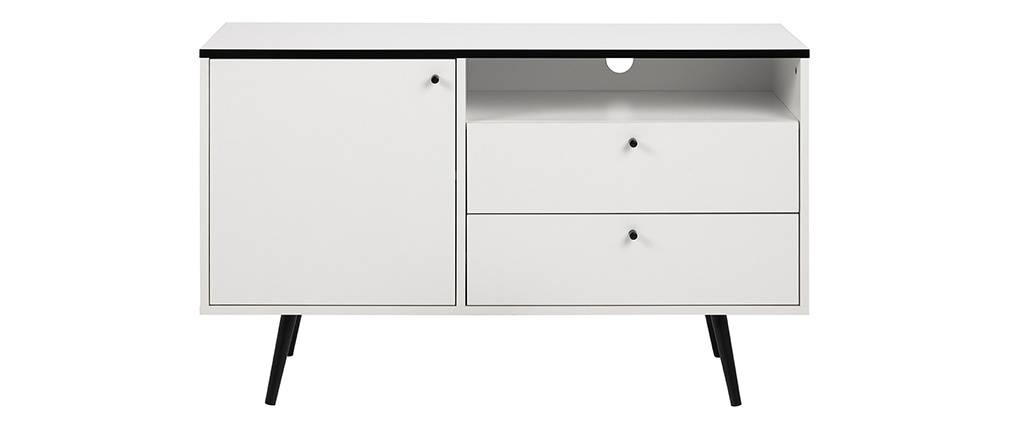 Schwarz-weißes modernes Sideboard L124 cm MIKKA - Miliboo