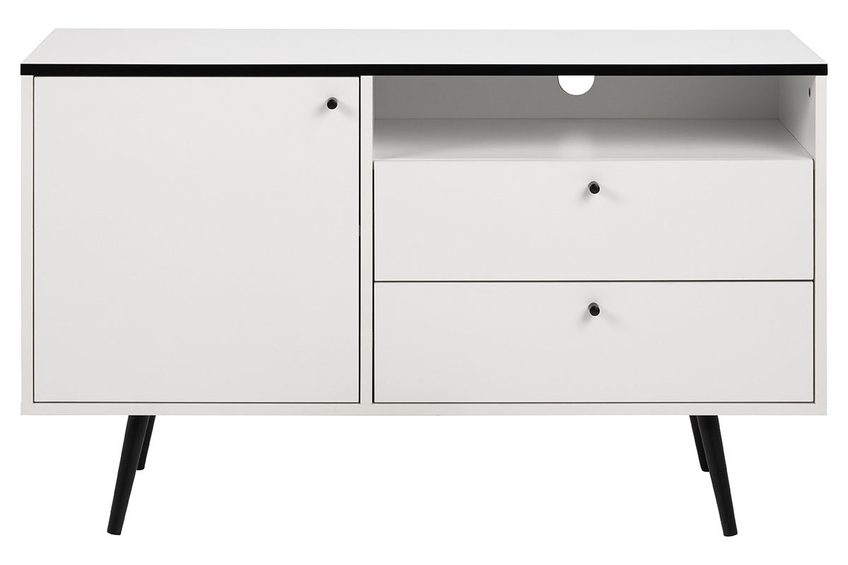 Schwarz-weies modernes Sideboard L124 cm MIKKA