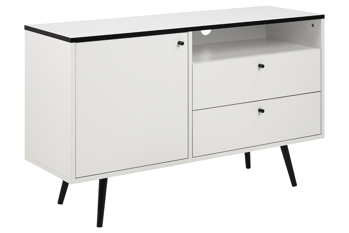 Schwarz-weies modernes Sideboard L124 cm MIKKA