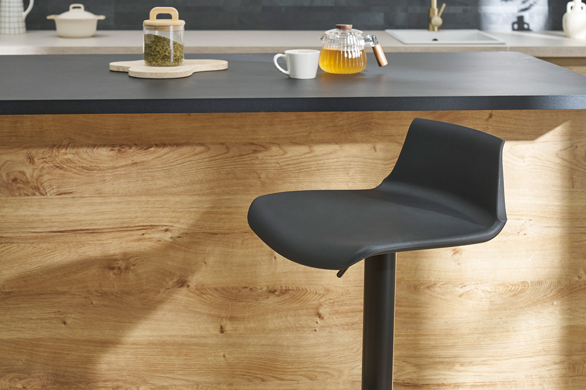 Schwarze 360 drehbare und hhenverstellbare Design-Barhocker (2er-Set) KRONOS