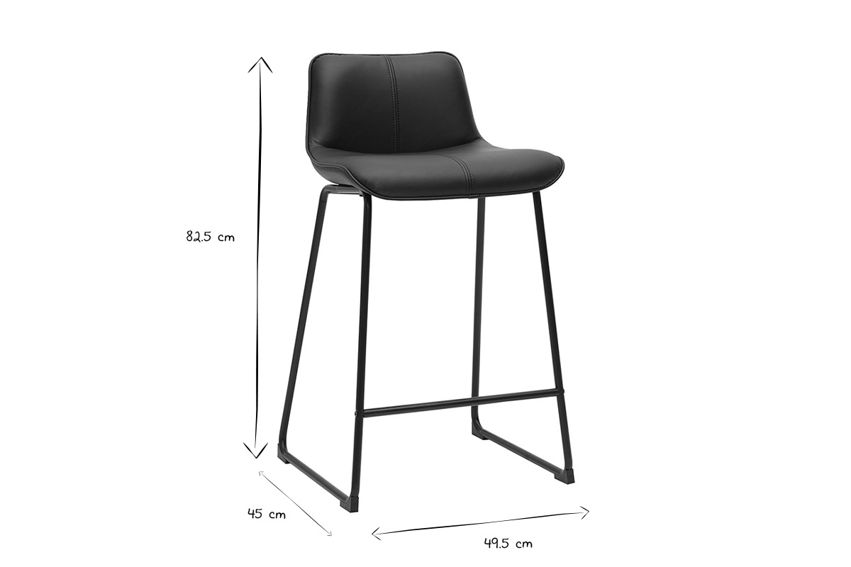 Schwarze Barhocker aus Metall H65 cm (2er-Set) BOOST