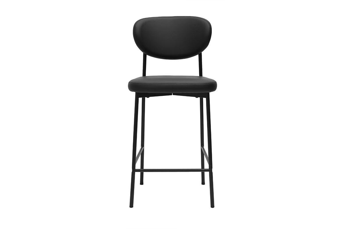 Schwarzer BREKA Barhocker aus Metall, Vorderansicht.