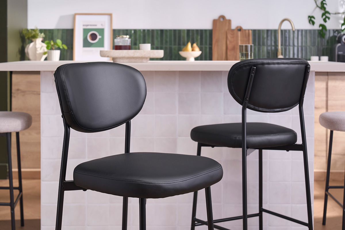 Schwarze Barhocker H65 cm (2er-Set) BREKA