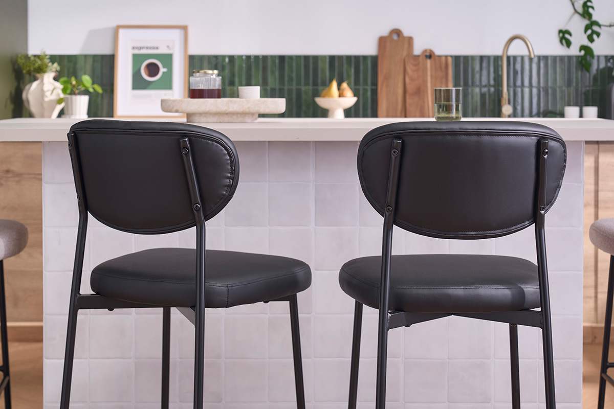 Schwarze Barhocker H65 cm (2er-Set) BREKA