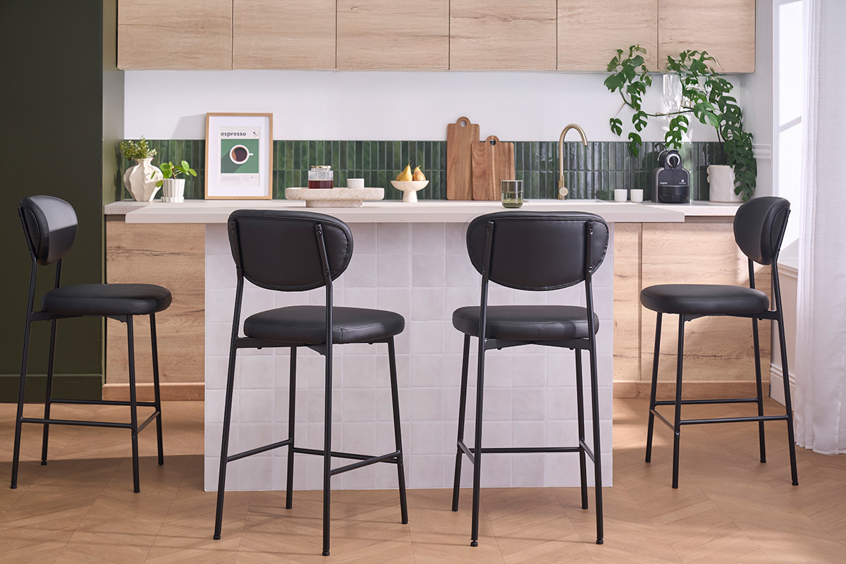 Schwarze Barhocker H65 cm (2er-Set) BREKA