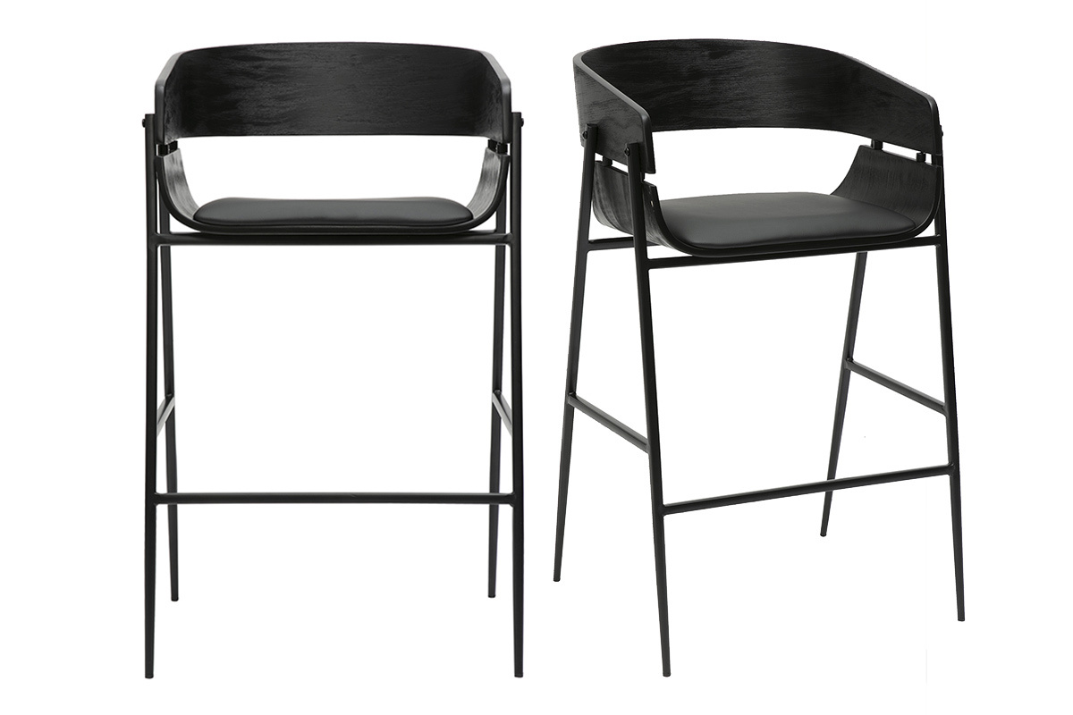 Schwarze Designer-Barhocker (2er Set) WESS