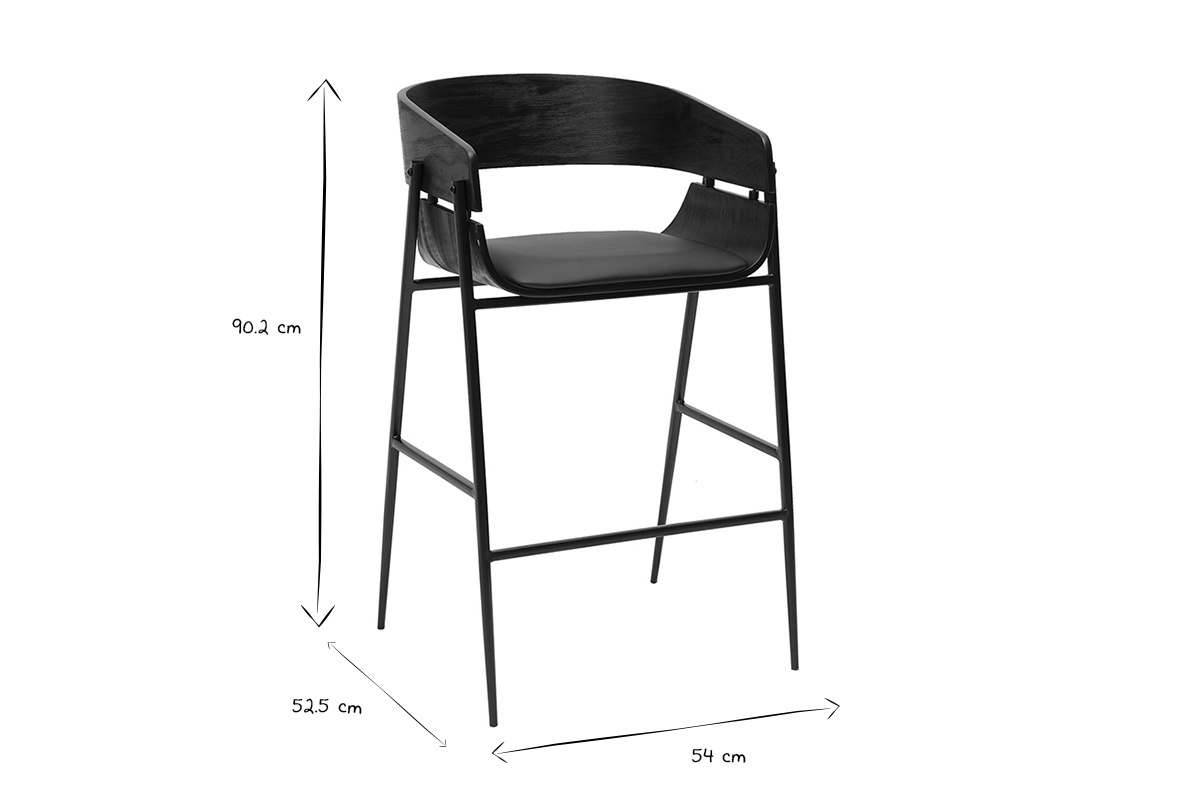 Schwarze Designer-Barhocker (2er Set) WESS